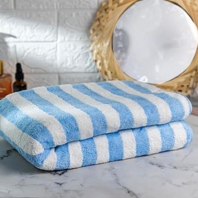 Serviette Microfibre - PetTowel™ - Rayures Bleu Ciel - ENTREPÔT DU CHAT